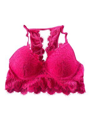 PINK Victoria's Secret Date Lightly Lined Bralette Sz SM Lace Padded Underwire